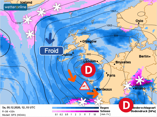Carte de prévisions d'europe du Samedi 5 décembre 2020