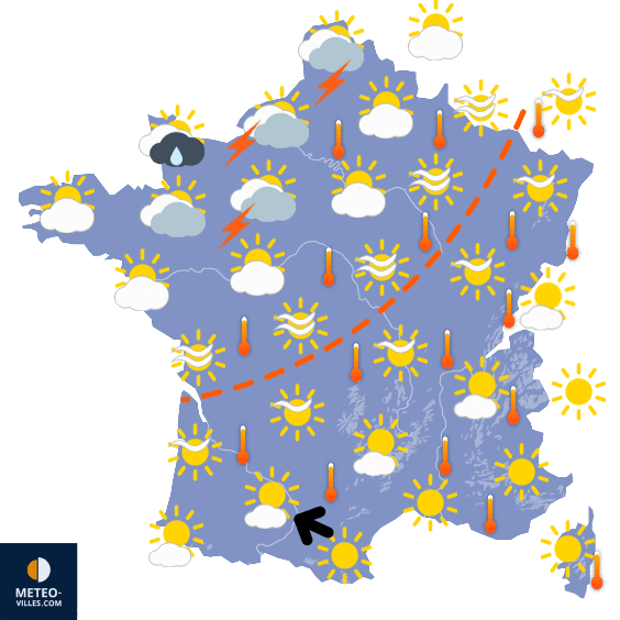 Carte de prévisions du temps du Samedi 8 juillet 2023