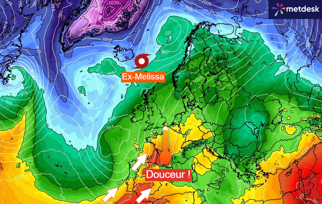 L'influence de l'ouragan Melissa sur la douceur de cette semaine en France