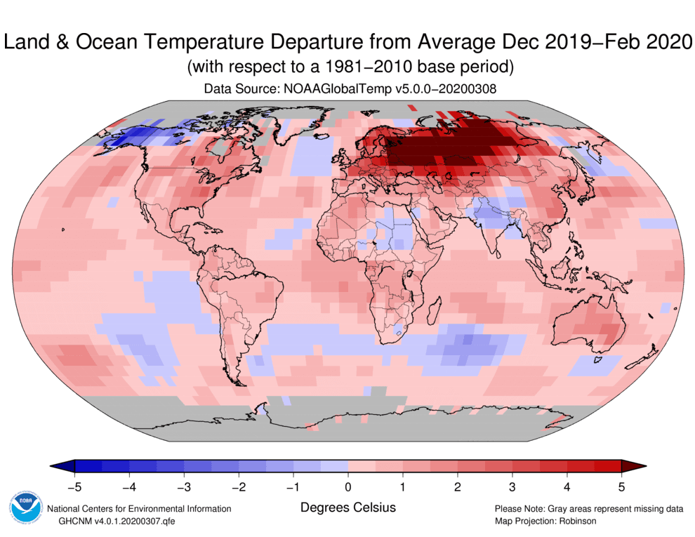 Image d'illustration pour Hiver 2019-2020 : le plus doux en Europe et sur l'ensemble des continents !