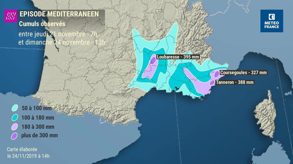 Image d'illustration pour Bilan de l'épisode méditerranéen du 22 au 24 novembre 2019