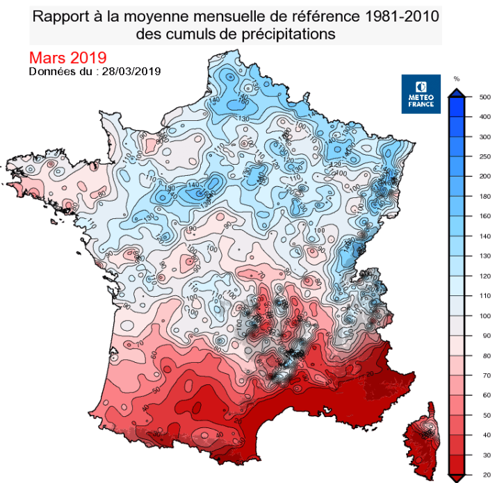 Image d'illustration pour Bilan météo détaillé de mars 2019 sur 33 villes