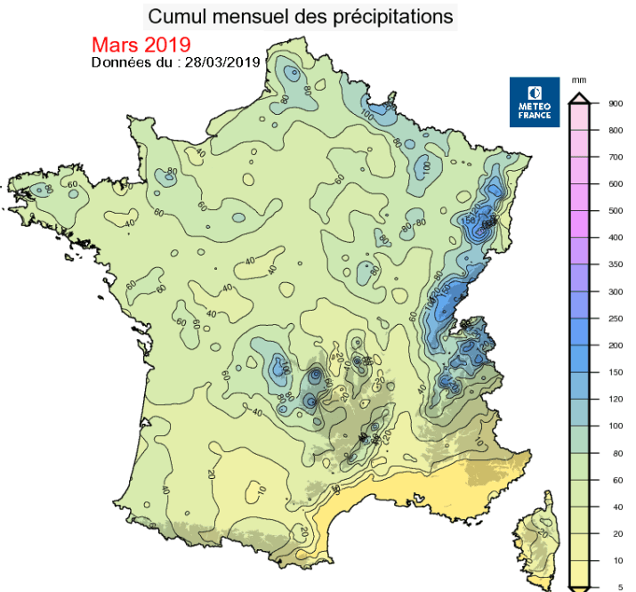 Image d'illustration pour Bilan météo détaillé de mars 2019 sur 33 villes