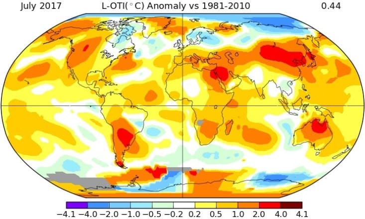 Image d'illustration pour Juillet 2017 le plus chaud dans le Monde selon la NASA