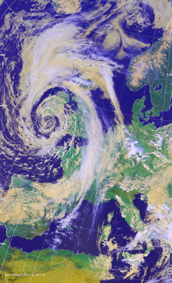 Image d'illustration pour Dépression Sabine vue du satellite