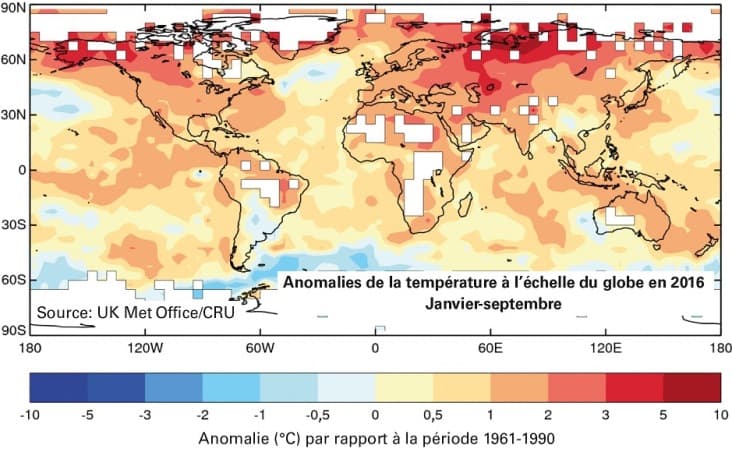Image d'illustration pour Vers un record annuel de douceur en 2016 selon l'OMM