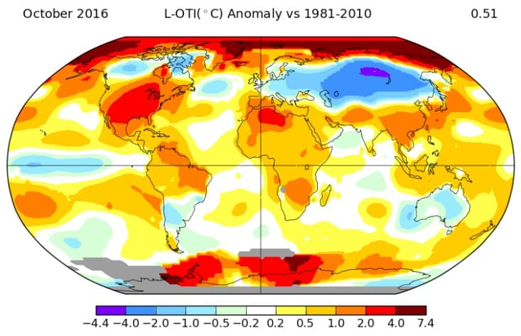 Image d'illustration pour La NASA confirme un mois d'octobre très contrasté