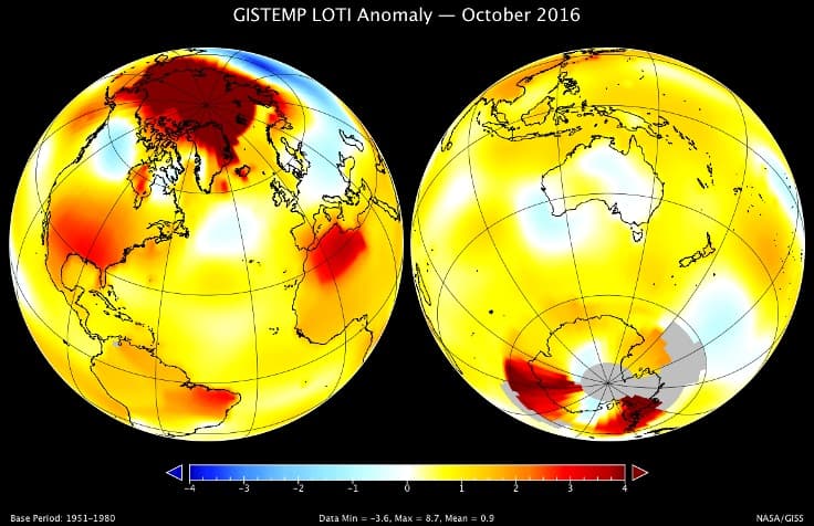 Image d'illustration pour La NASA confirme un mois d'octobre très contrasté