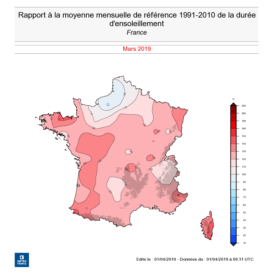 Image d'illustration pour Bilan météorologique national du mois de mars 2019
