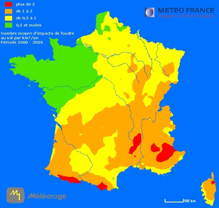 Image d'illustration pour Ou la foudre frappe-t-elle le plus dans le Monde et en France ?