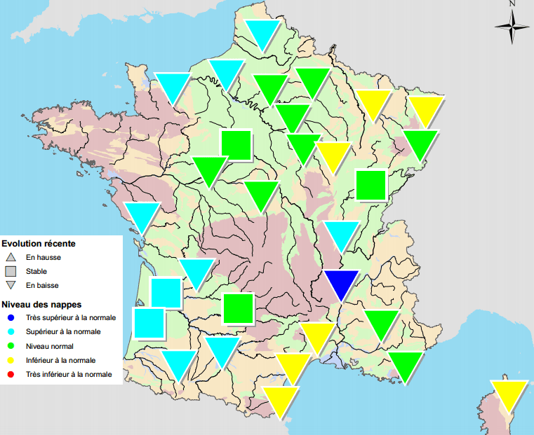Image d'illustration pour Situation des nappes phréatiques : favorable sauf NE et Languedoc Roussillon