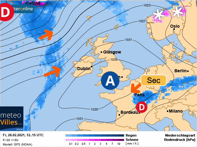 Carte de prévisions d'europe du Vendredi 26 février 2021