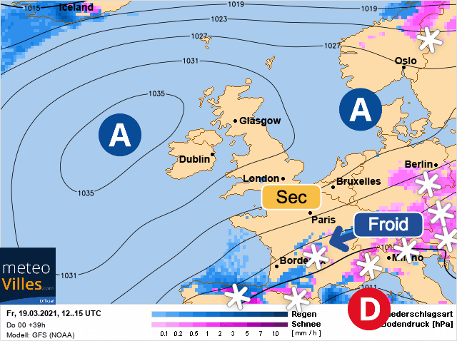 Carte de prévisions d'europe du Vendredi 19 mars 2021