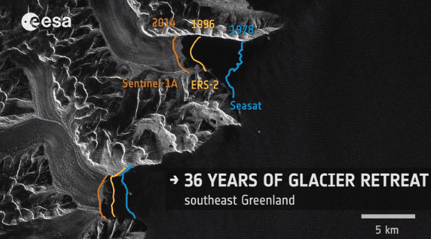 Image d'illustration pour Réchauffement climatique : retrait des glaces du Groenland vu du satellite